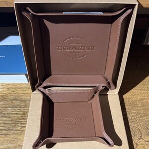 Coach Tan Leather Valet Tray Set of two.